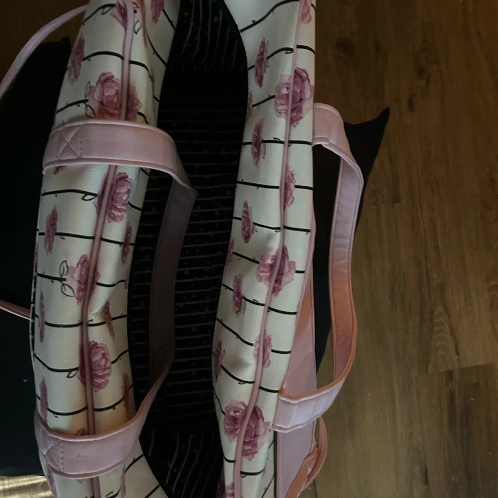 Betsey Johnson Black and Pink Striped weekend duffel bag - Picture 3 of 7